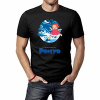 LIULOUHU Homme Ponyo Poster Manches Courtes T-Shirt for Men Round Neck Short Sleeve Tops