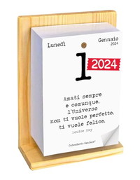 Calendario Geniale 2024. L'Originale. Supporto Legno di Abete Naturale Biologico. Idea Regalo. Il Primo con Bonus digitali. Leggi ogni giorno una frase e il pensiero Filosofico. Calendario con scatola