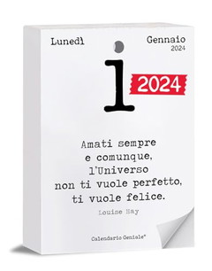Calendario Geniale 2024. L'Originale. Il Primo con Bonus digitali. Idea Regalo. Inserto 10 x 14 cm. Leggi la frase del giorno e condividi il pensiero Filosofico. Calendario con scatola