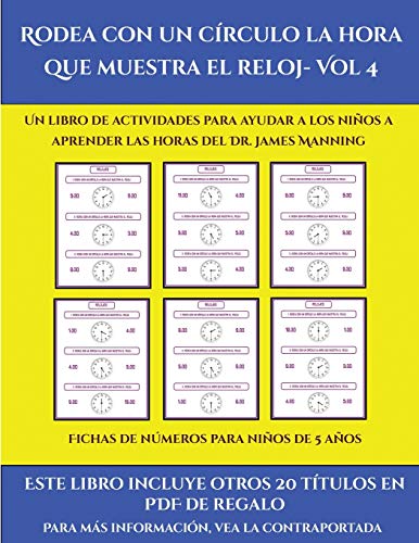 Fichas de números para niños de 5 años (Rodea con un círculo la hora ...